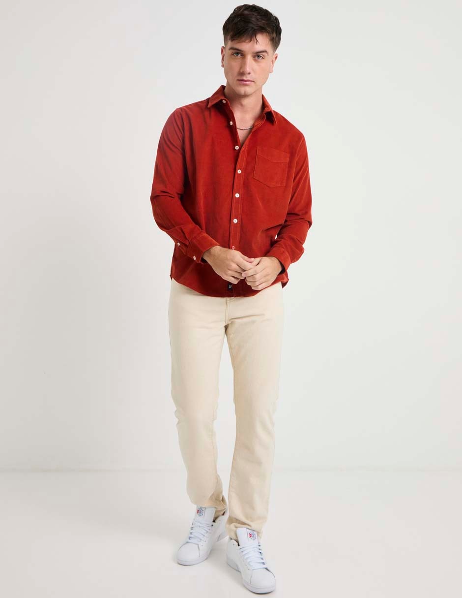 Camisa casual de algodón manga larga para hombre