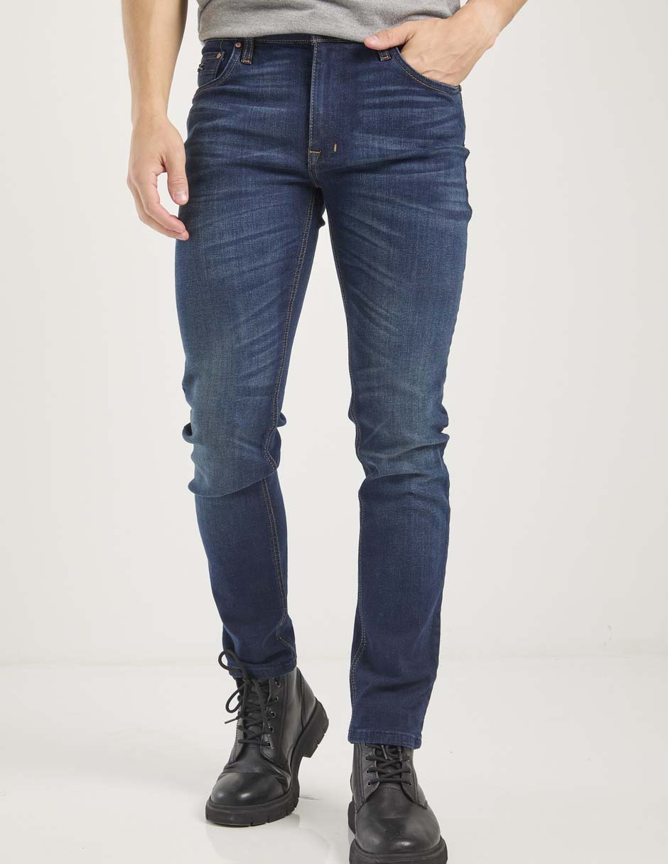 Jeans skinny deslavado para hombre 1
