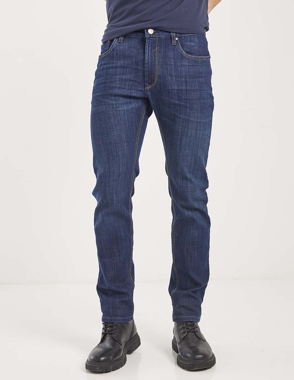 Jeans skinny lavado obscuro para hombre 1