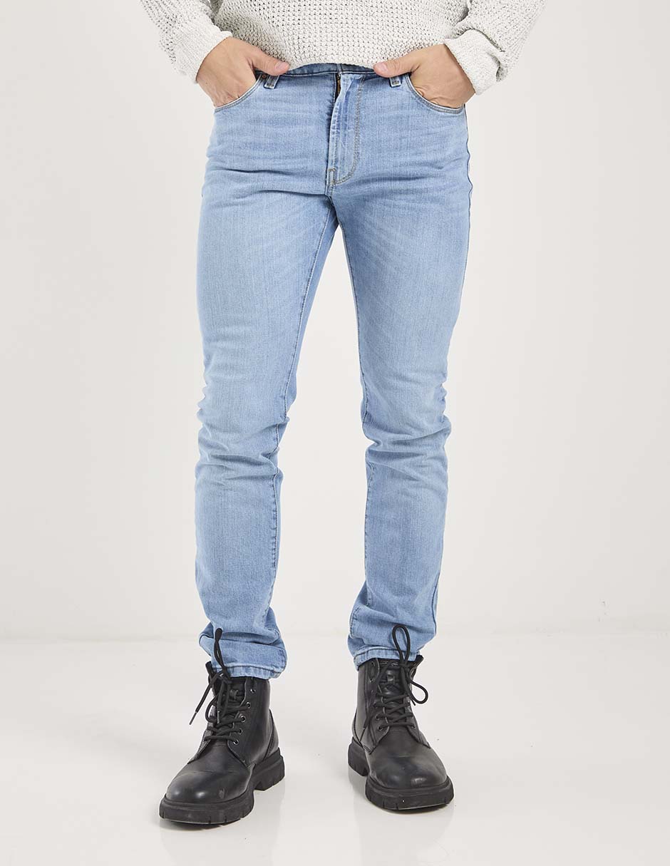 Jeans skinny lavado claro para hombre 1