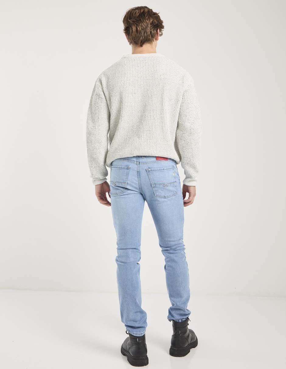 Jeans skinny lavado claro para hombre 5