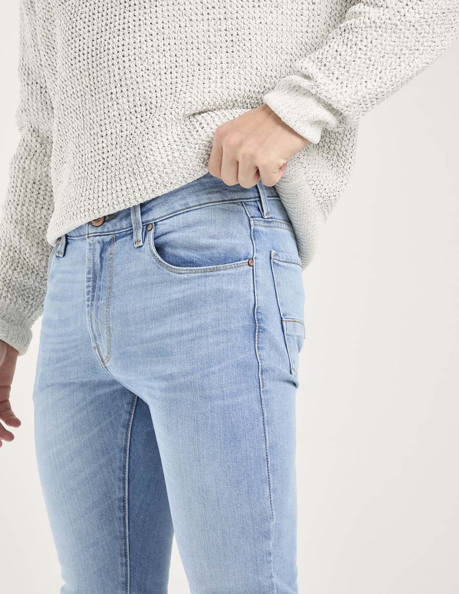 Jeans skinny lavado claro para hombre 7
