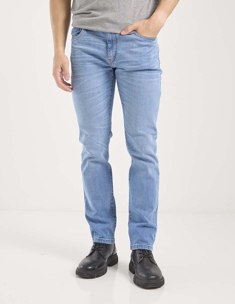 Jeans slim lavado claro para hombre 1