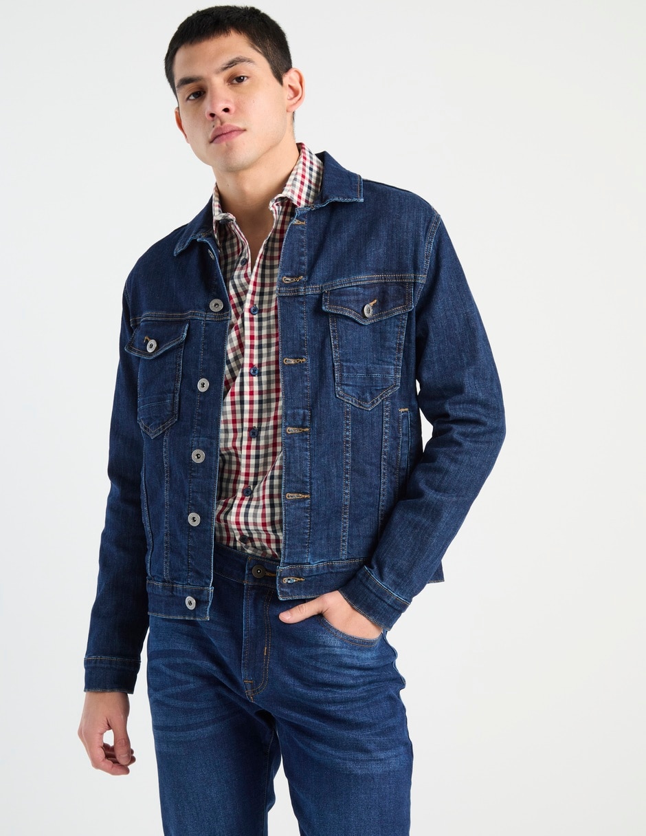 Chamarra denim con bolsillos para hombre Chamarra denim con bolsillos para hombre