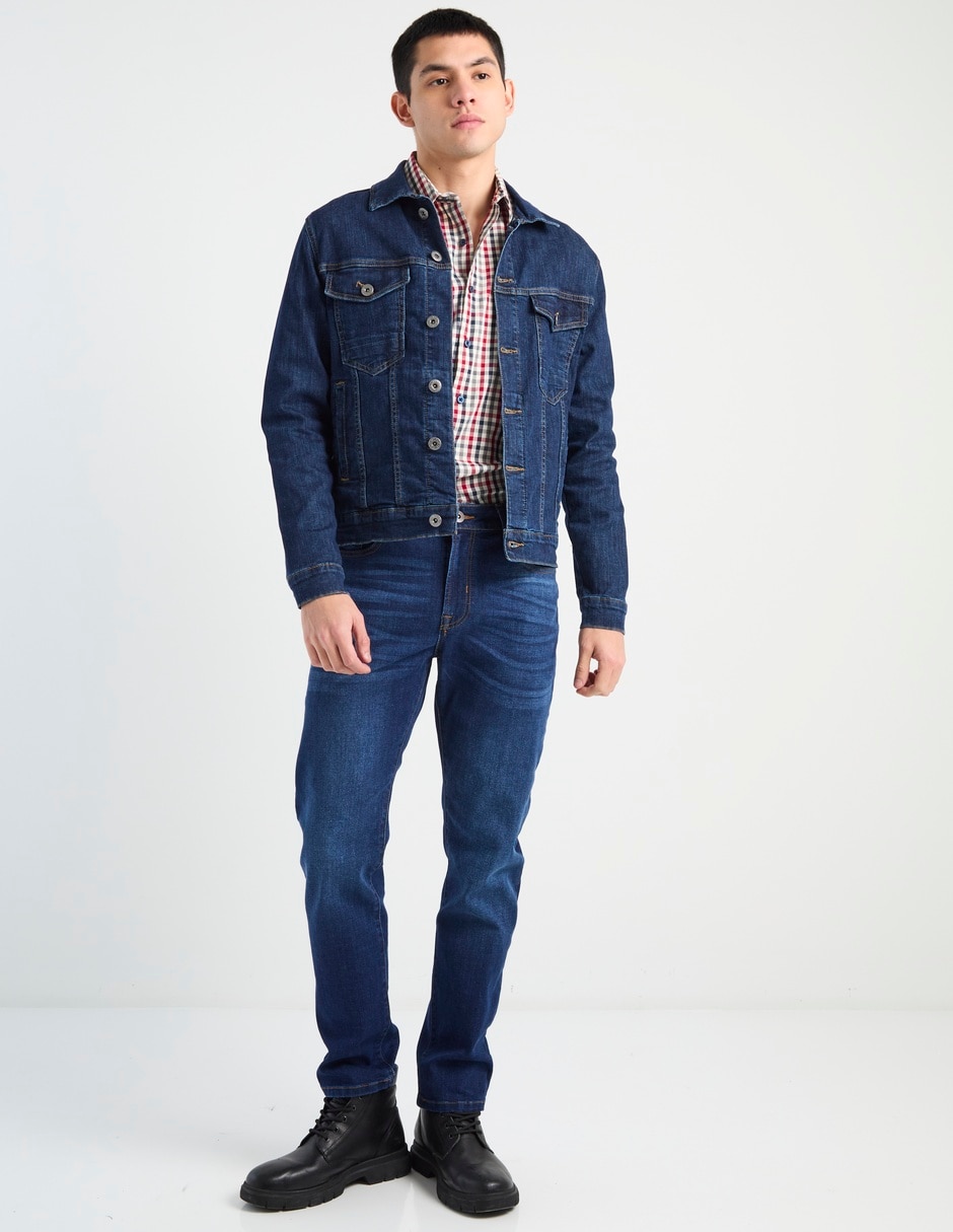 Chamarra denim Silver Plate con bolsillos para hombre