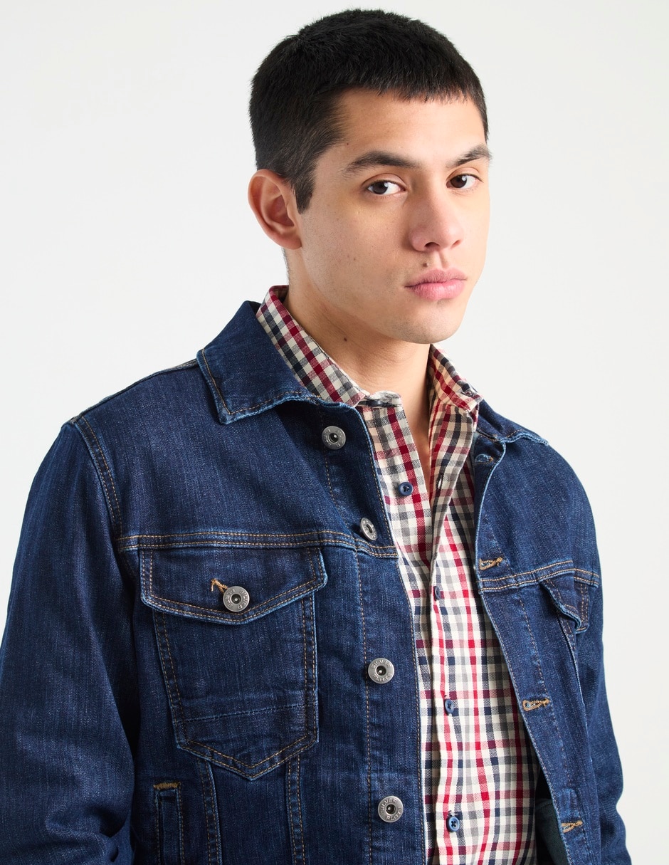 Chamarra denim Silver Plate con bolsillos para hombre