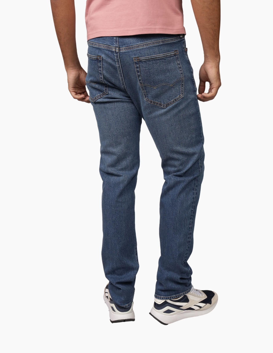 Jeans straight lavado whisker para hombre