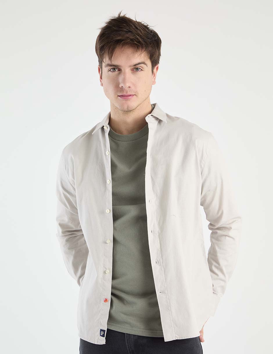 Camisa casual de algodón manga larga para hombre Camisa casual de algodón manga larga para hombre