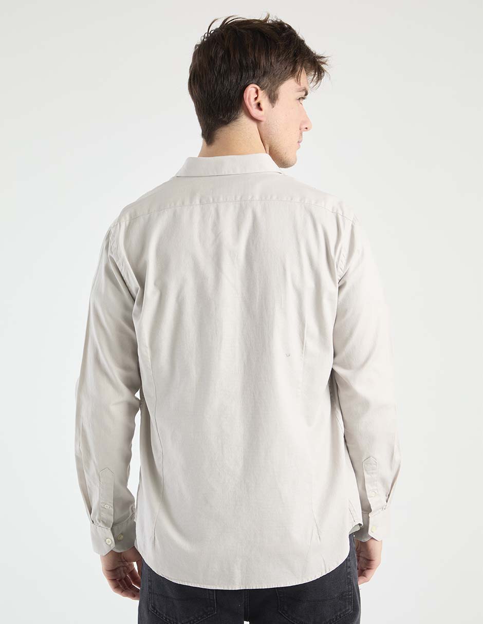 Camisa casual de algodón manga larga para hombre