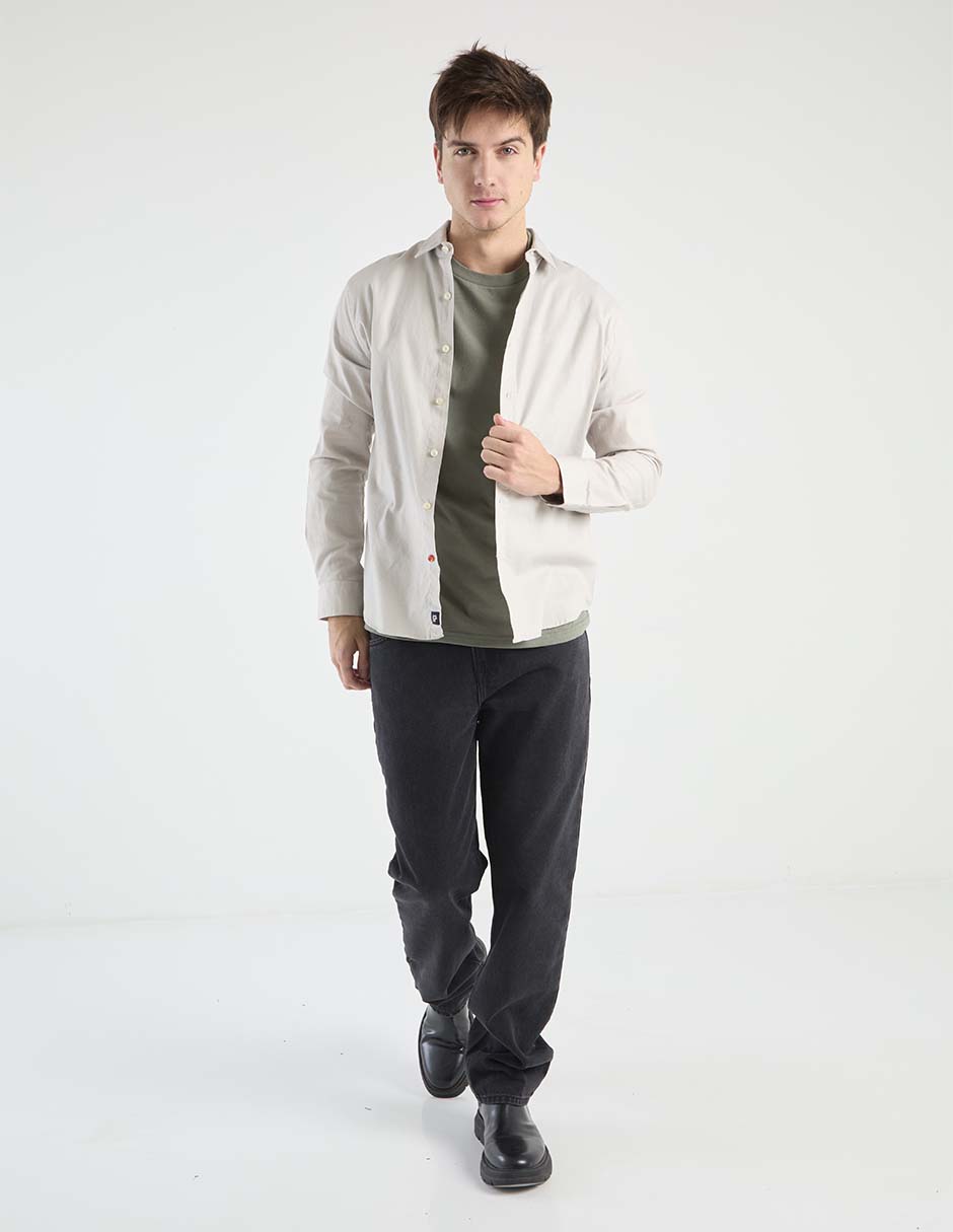 Camisa casual de algodón manga larga para hombre