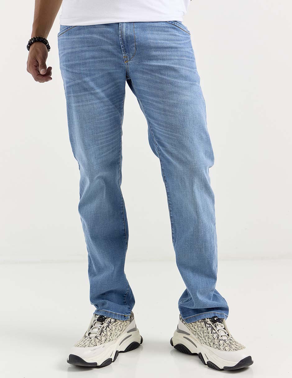 Jeans wide leg Silver Plate lavado stone wash para hombre