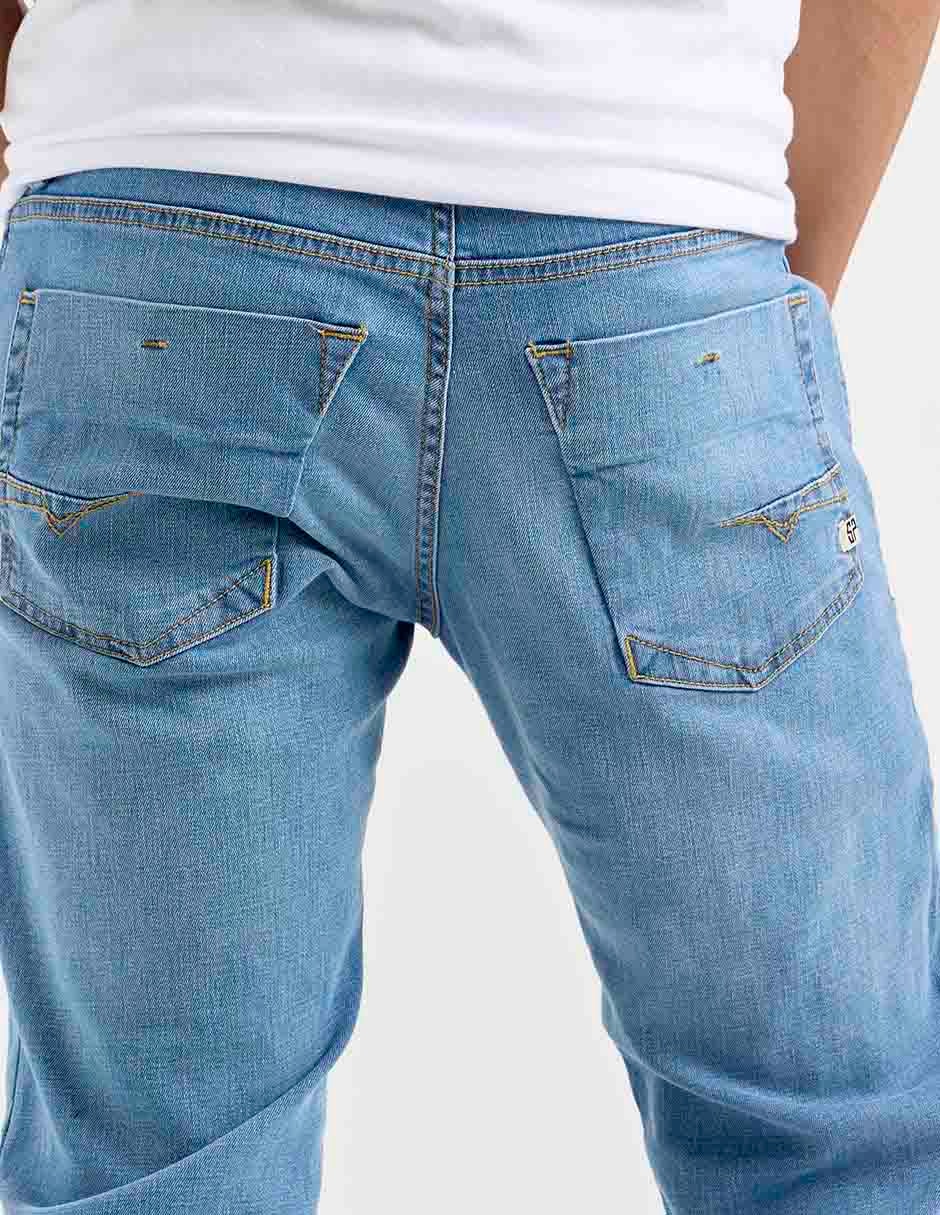 Jeans wide leg Silver Plate lavado stone wash para hombre