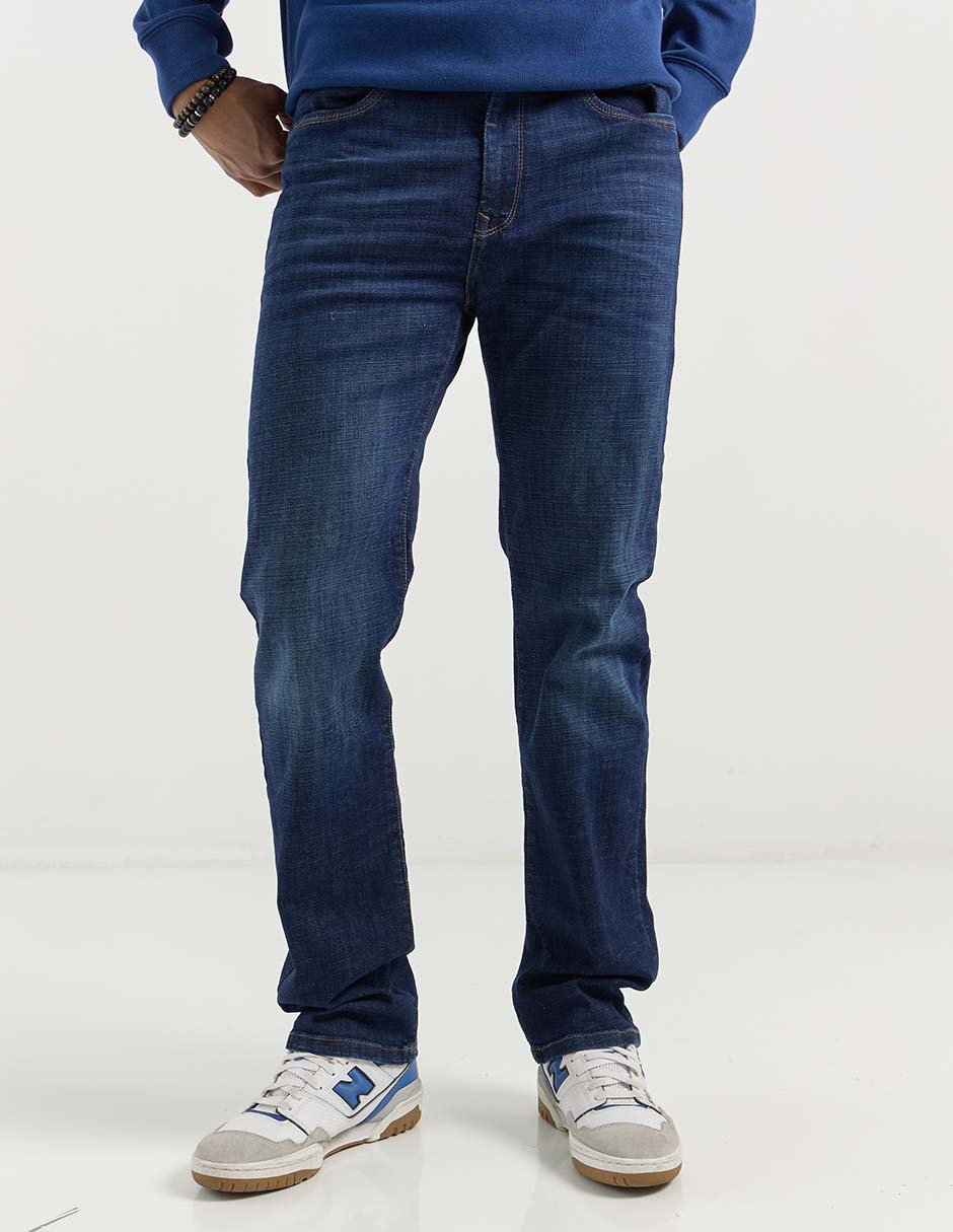 Jeans straight Silver Plate lavado whisker para hombre
