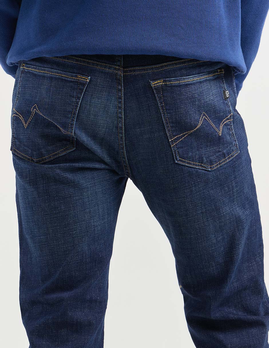 Jeans straight Silver Plate lavado whisker para hombre