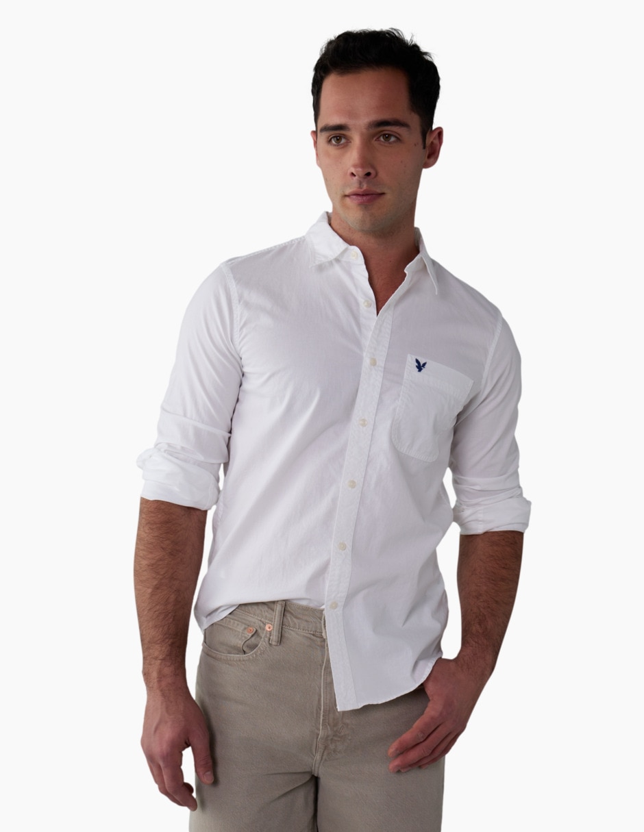 Camisa casual de algodón manga larga para hombre Camisa casual de algodón manga larga para hombre