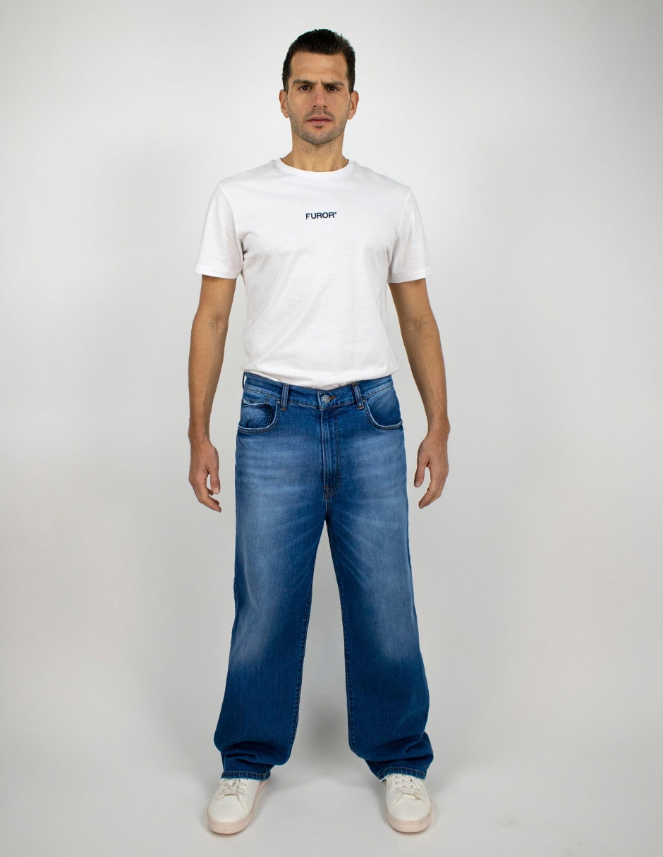 Jeans baggy deslavado para hombre
