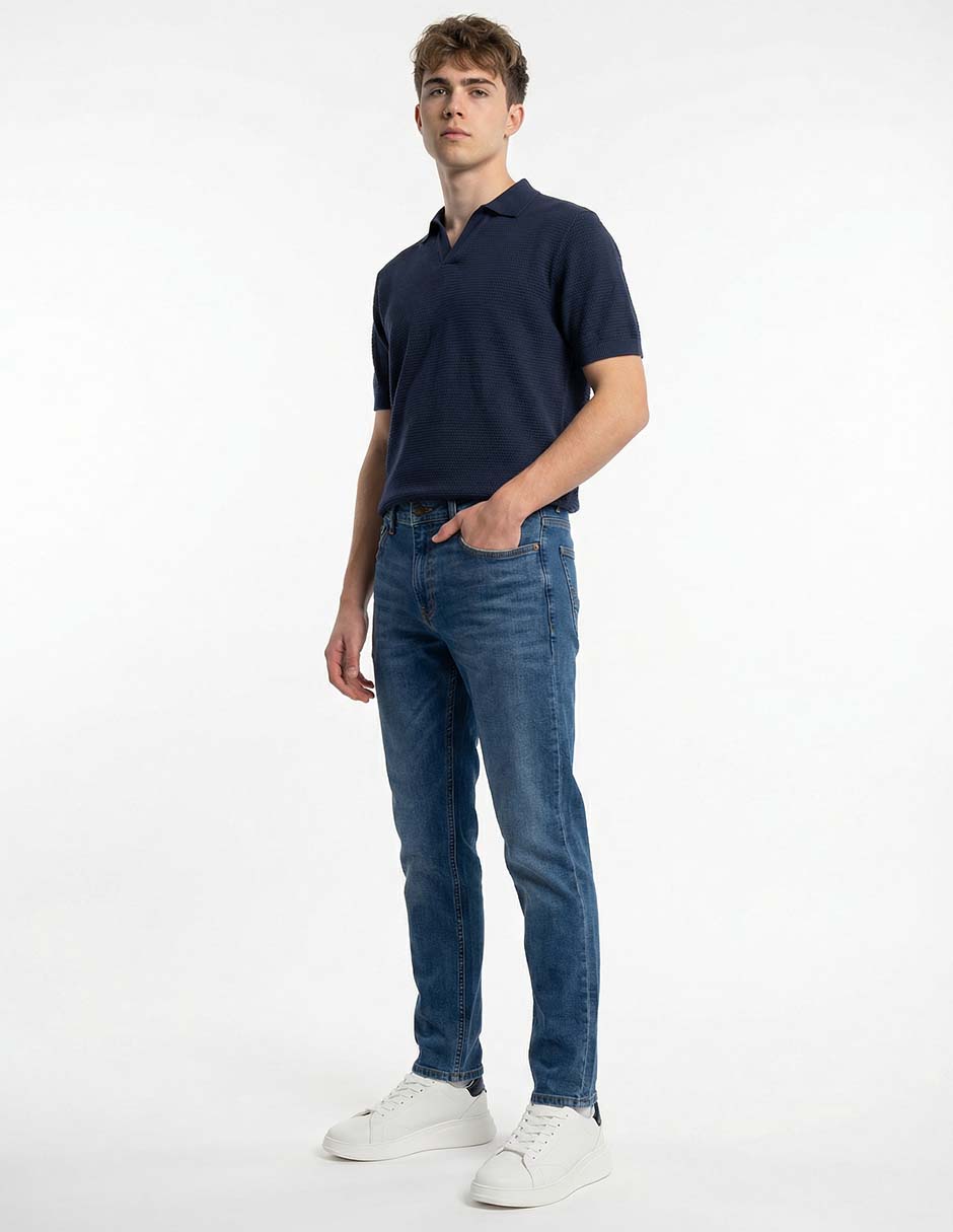 Jeans slim lavado stone wash para hombre 6