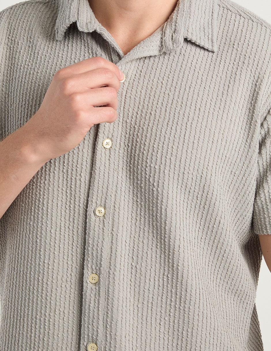 Camisa casual manga al codo para hombre