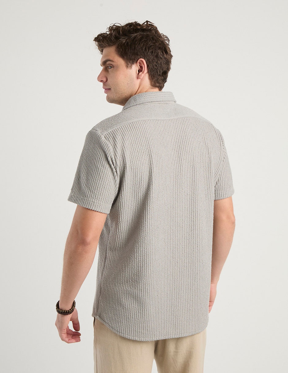 Camisa casual manga al codo para hombre