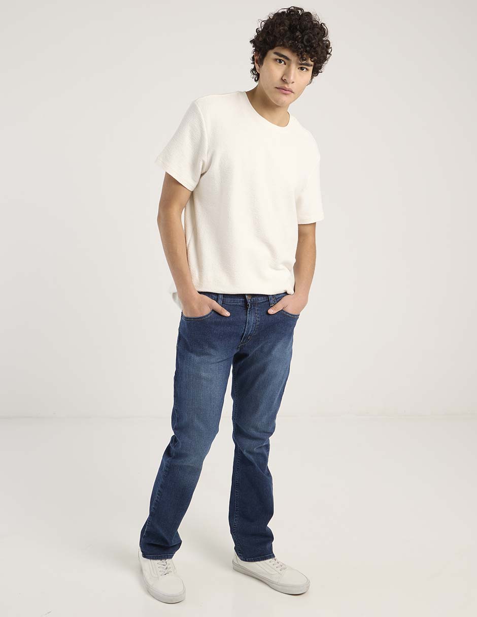 Jeans straight deslavado para hombre 8