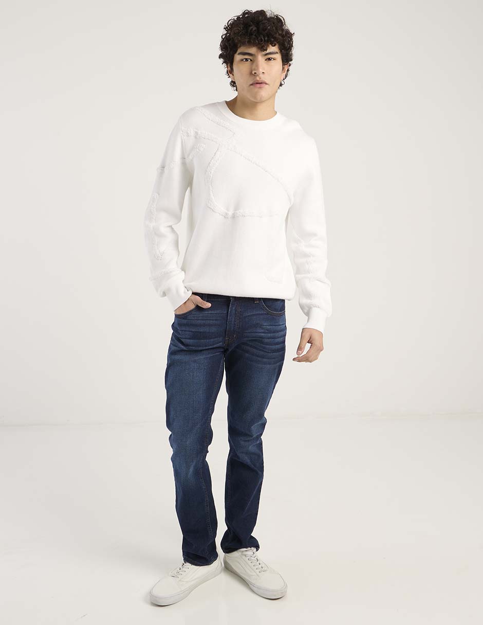 Jeans straight deslavado para hombre 1