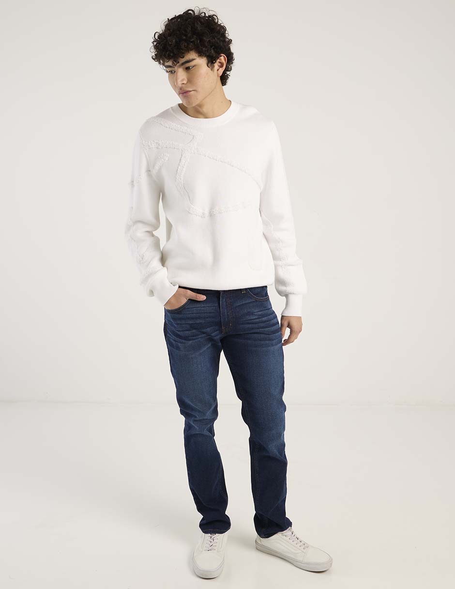 Jeans straight deslavado para hombre 8