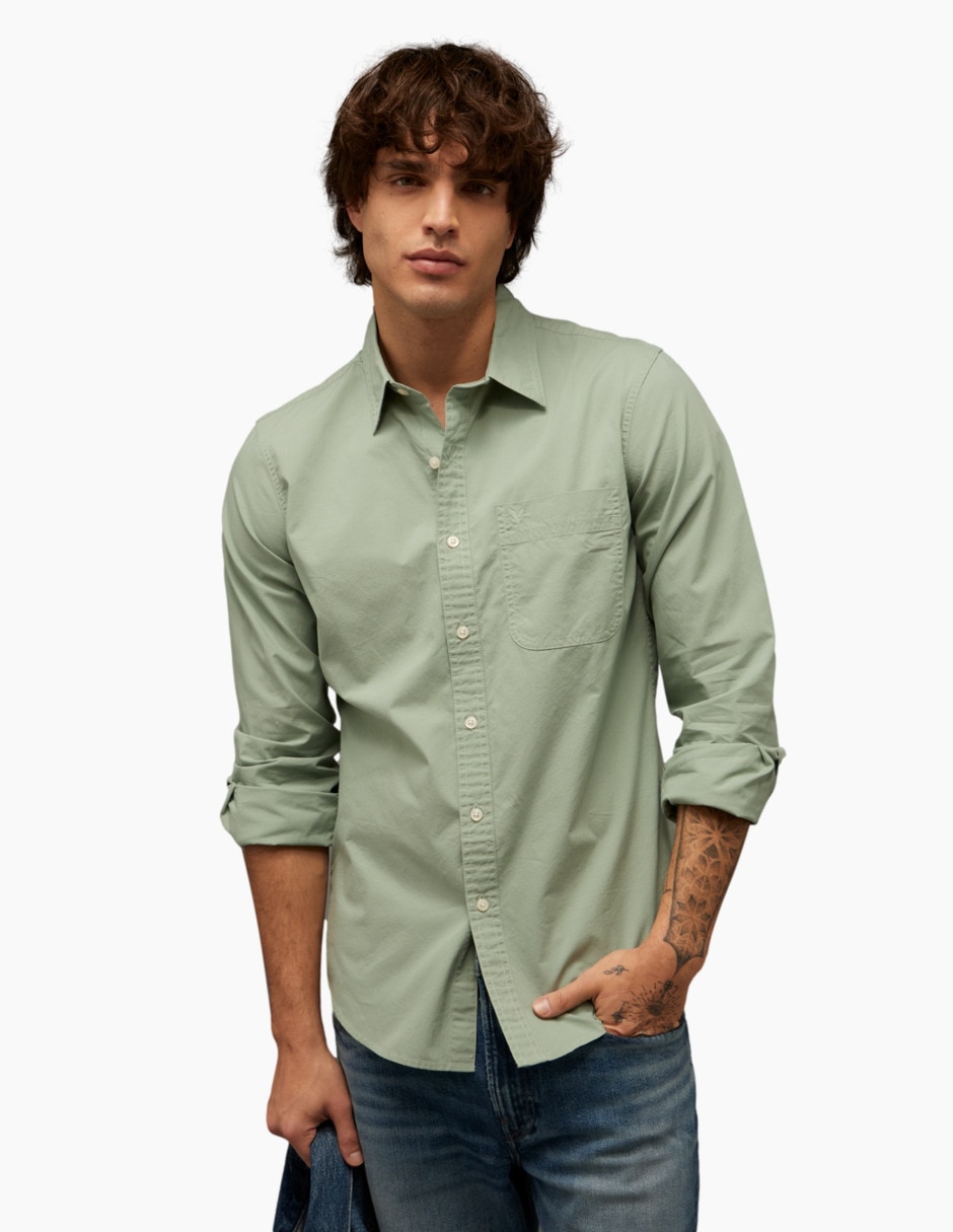 Camisa casual de algodón manga larga para hombre Camisa casual de algodón manga larga para hombre