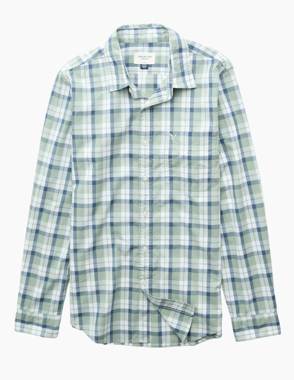 Camia casual American Eagle de algodón manga larga para hombre