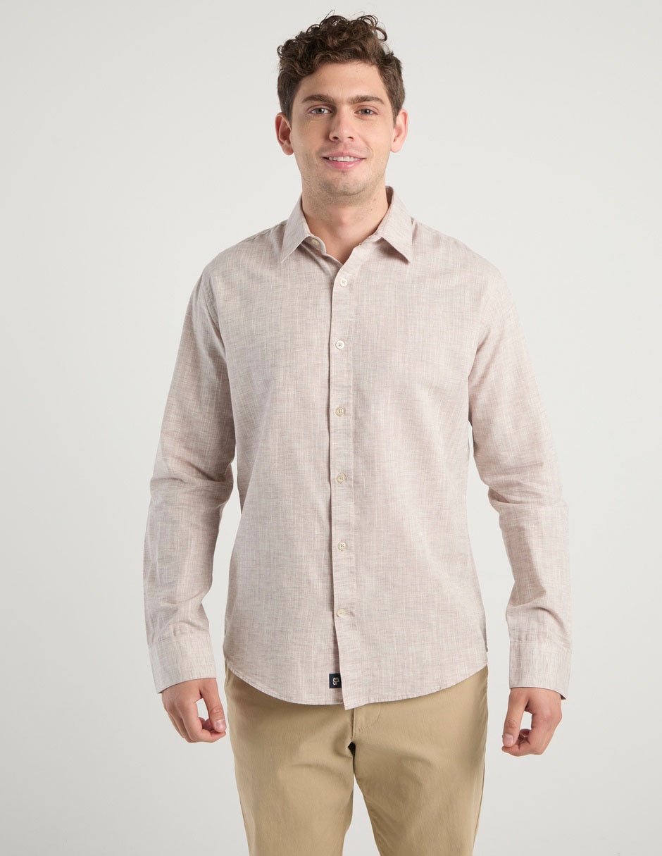 Camisa casual de algodón manga larga para hombre Camisa casual de algodón manga larga para hombre