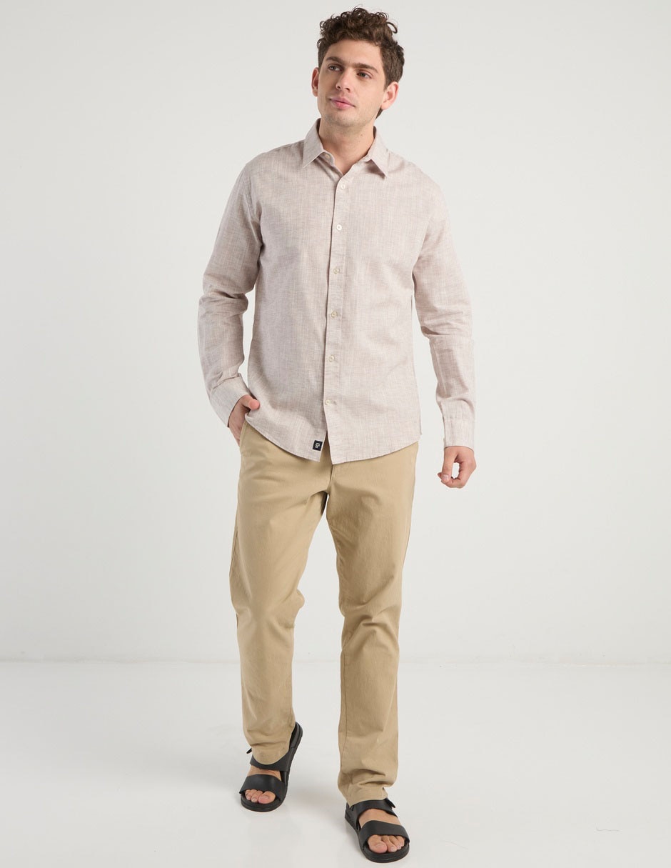 Camisa casual de algodón manga larga para hombre