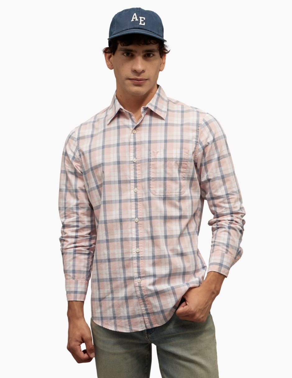 Camisa casual American Eagle de algodón manga larga para hombre