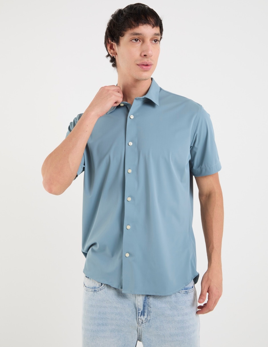Camisa casual silver plate manga corta para hombre