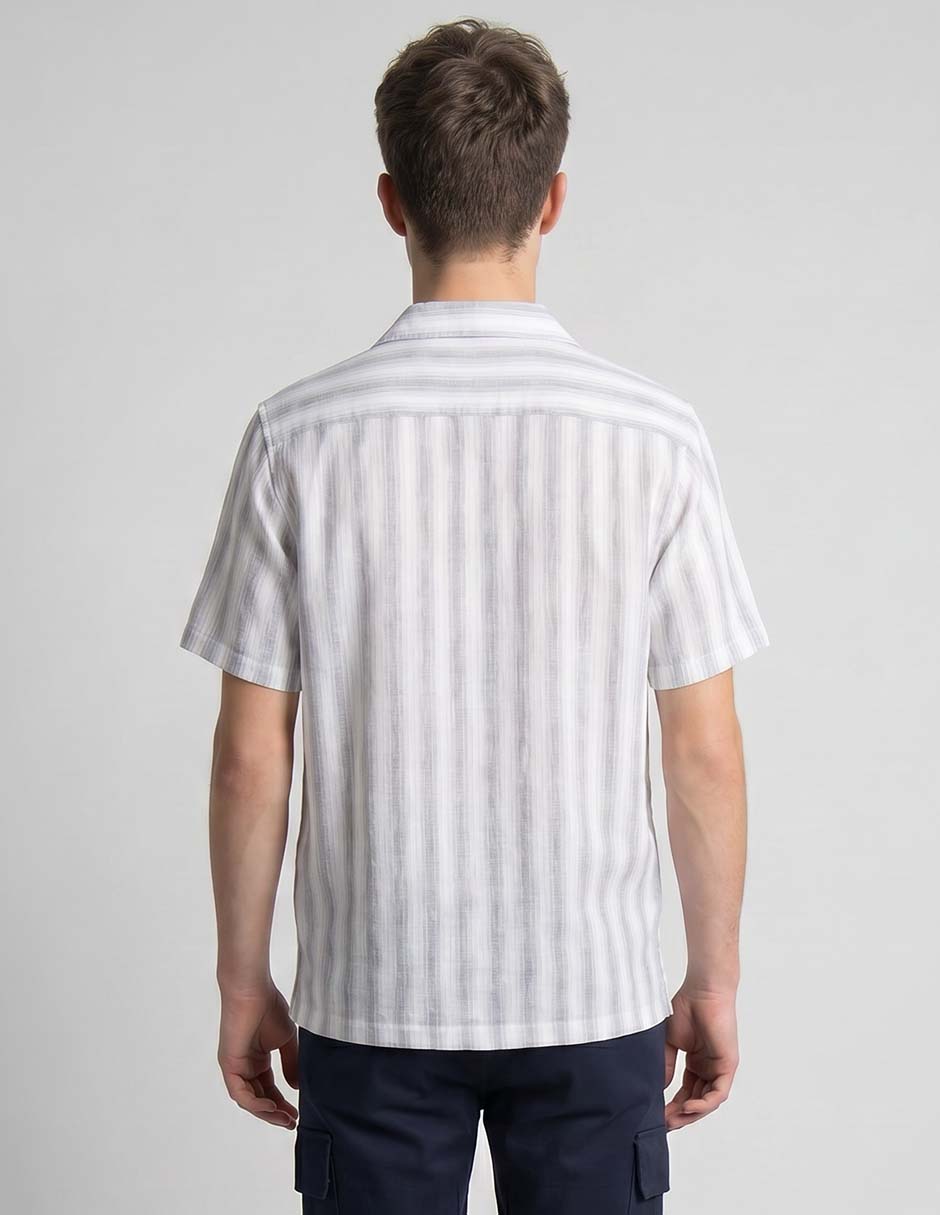 Camisa casual silver plate de algodón manga corta para hombre