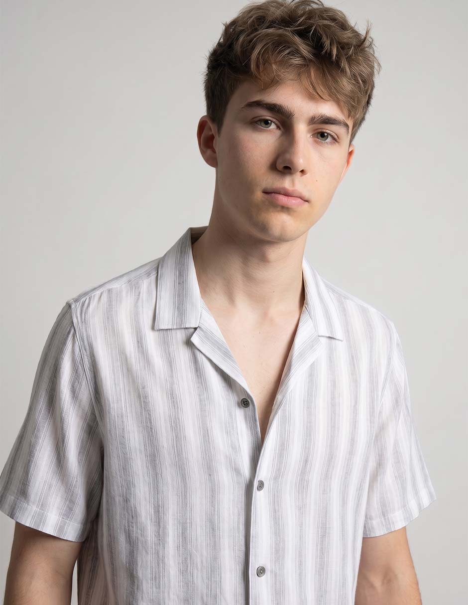 Camisa casual silver plate de algodón manga corta para hombre