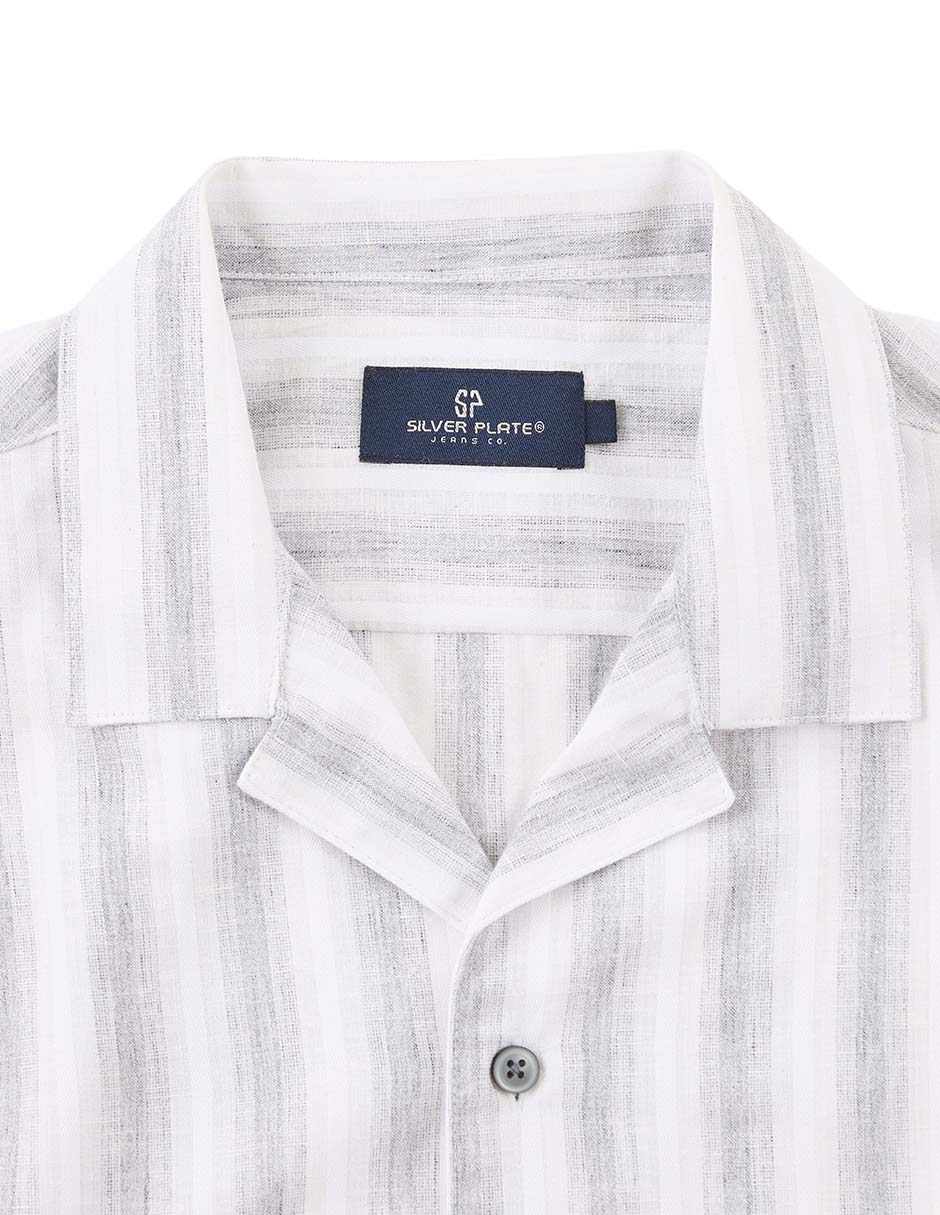 Camisa casual silver plate de algodón manga corta para hombre