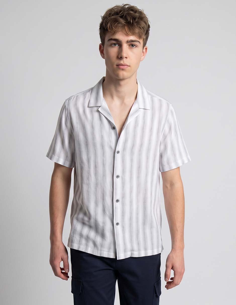 Camisa casual de algodón manga corta para hombre