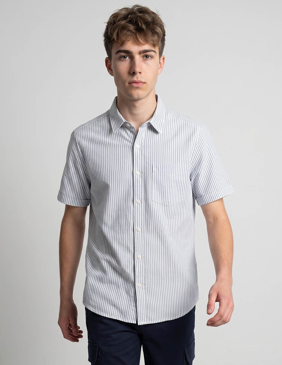 Camisa casual de algodón manga corta para hombre