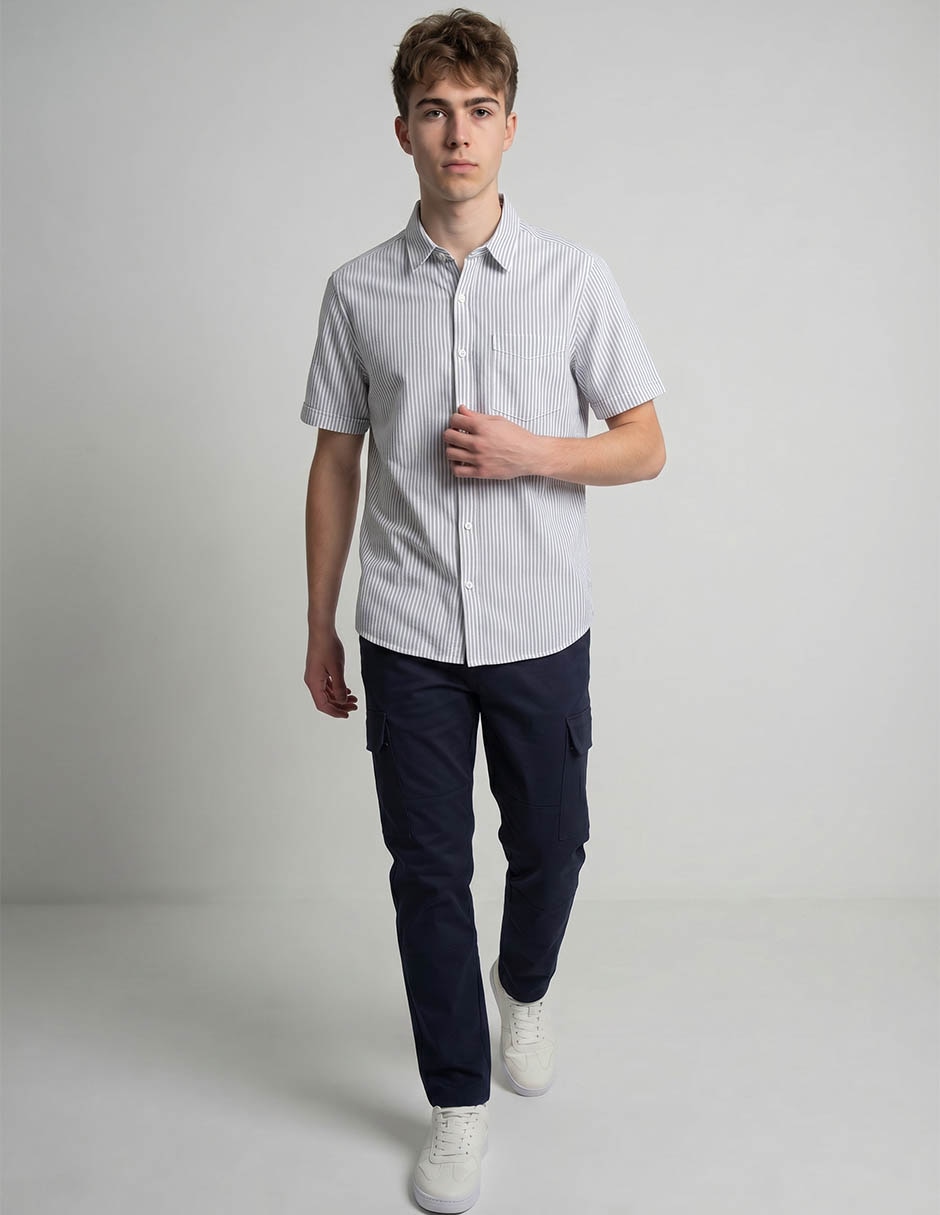 Camisa casual de algodón manga corta para hombre