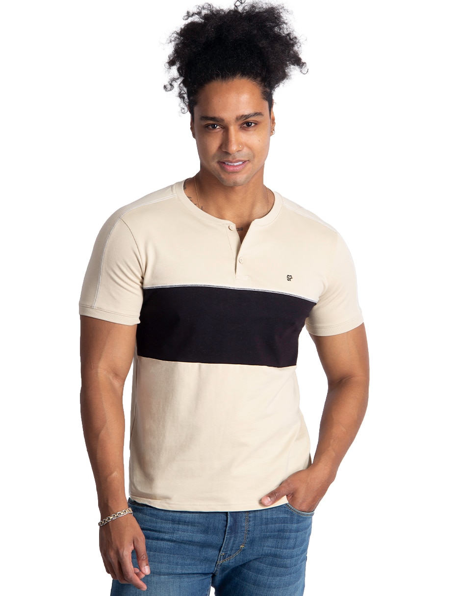 Playera cuello henley para hombre Playera cuello henley para hombre