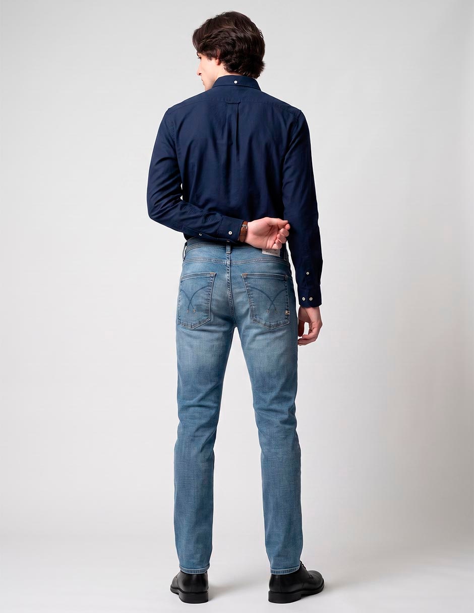 Jeans slim lavado stone wash para hombre 3