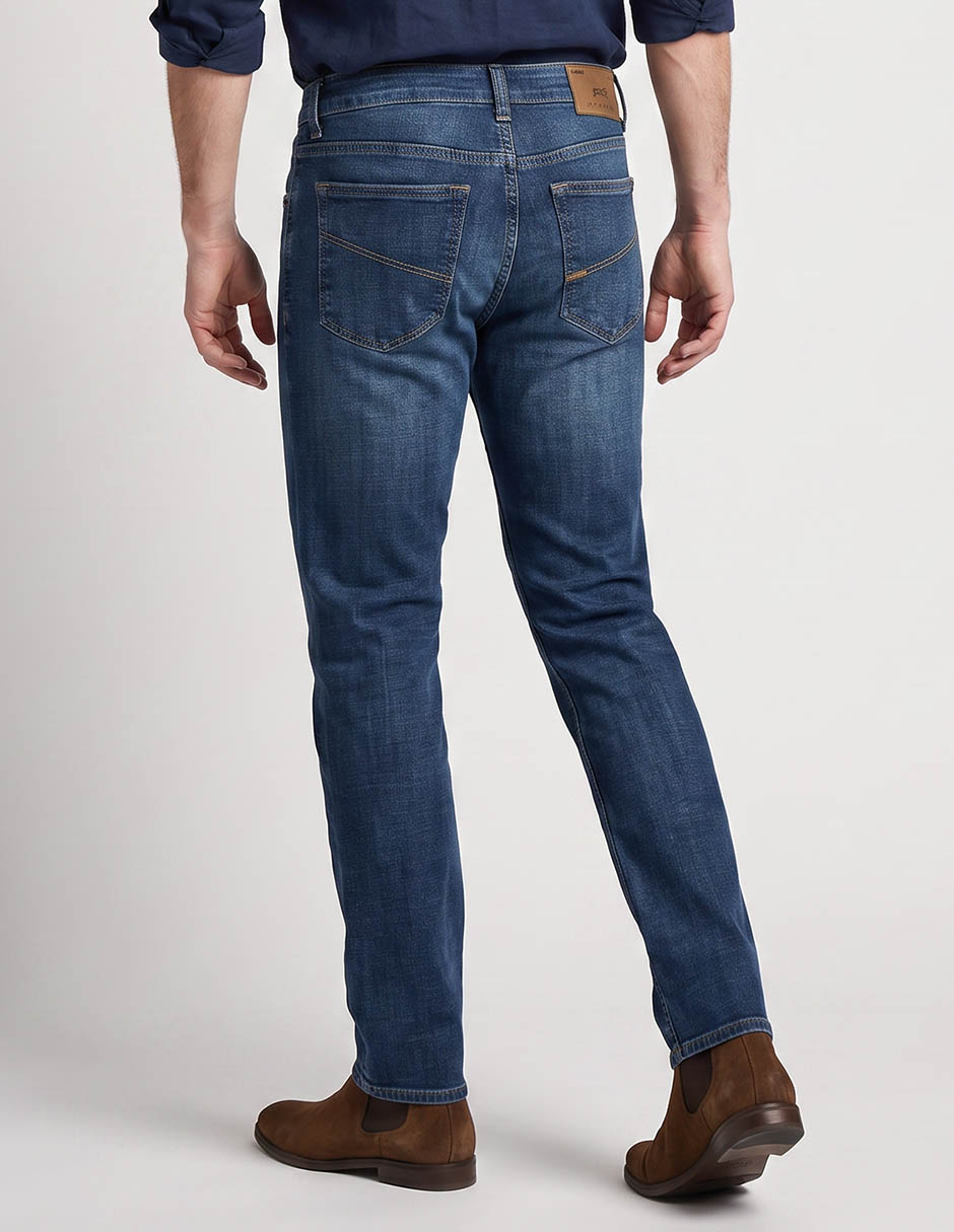 Jeans straight lavado stone wash para hombre 2