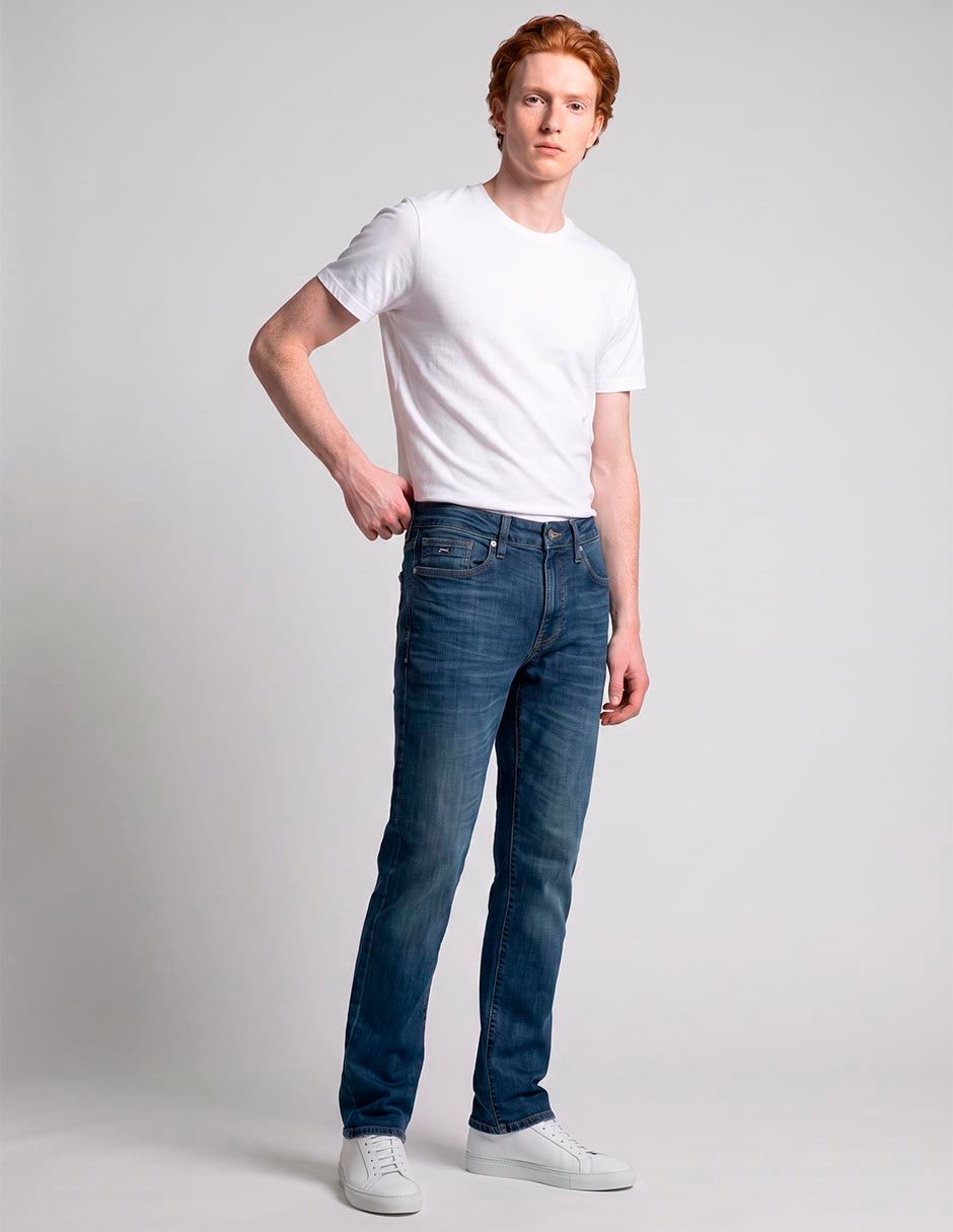Jeans slim lavado stone wash para hombre 3