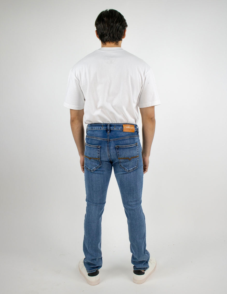 Jeans skinny lavado medio para hombre 2