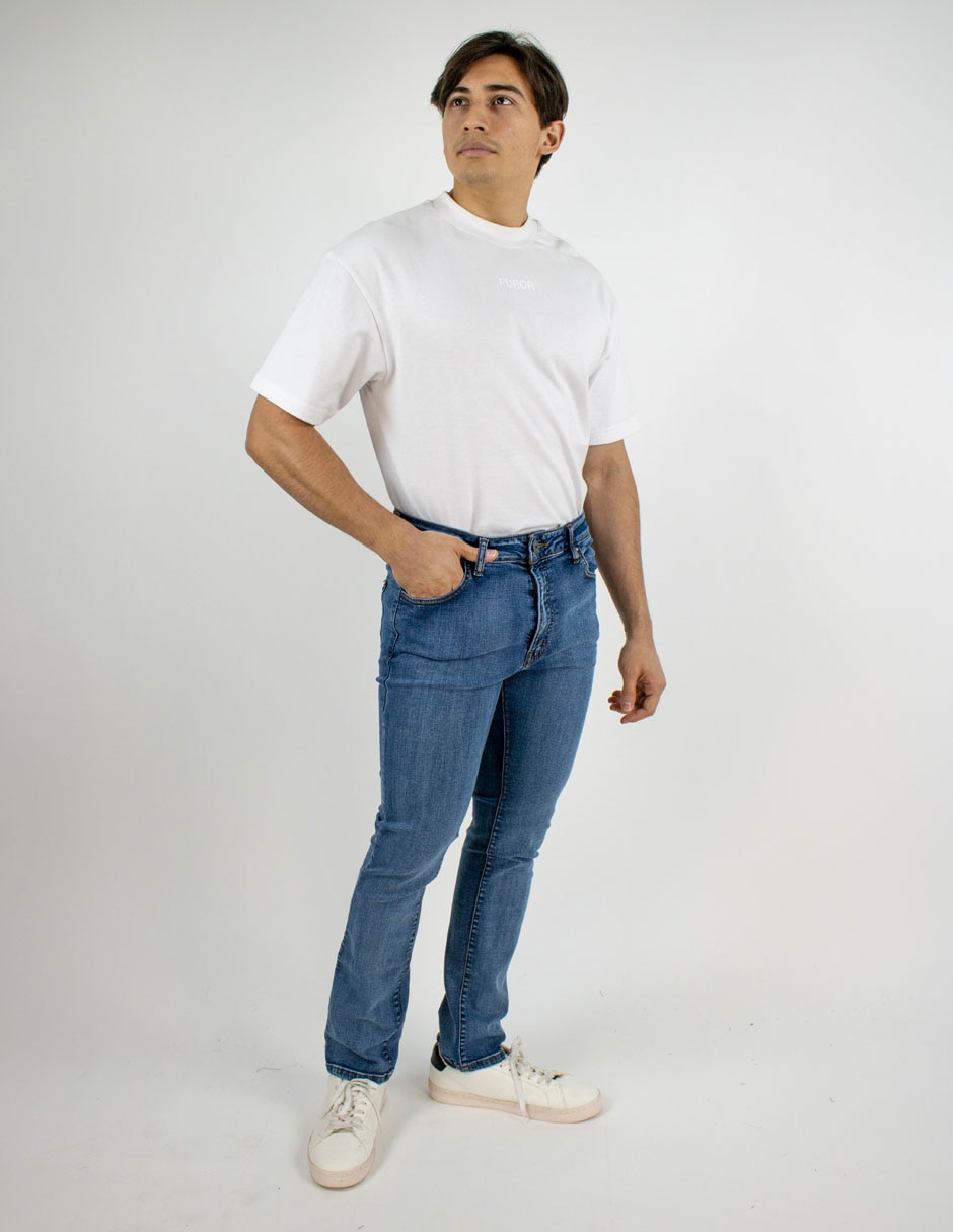 Jeans skinny lavado medio para hombre 3