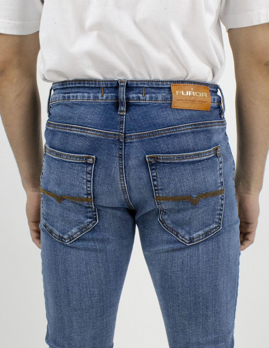 Jeans skinny lavado medio para hombre 4