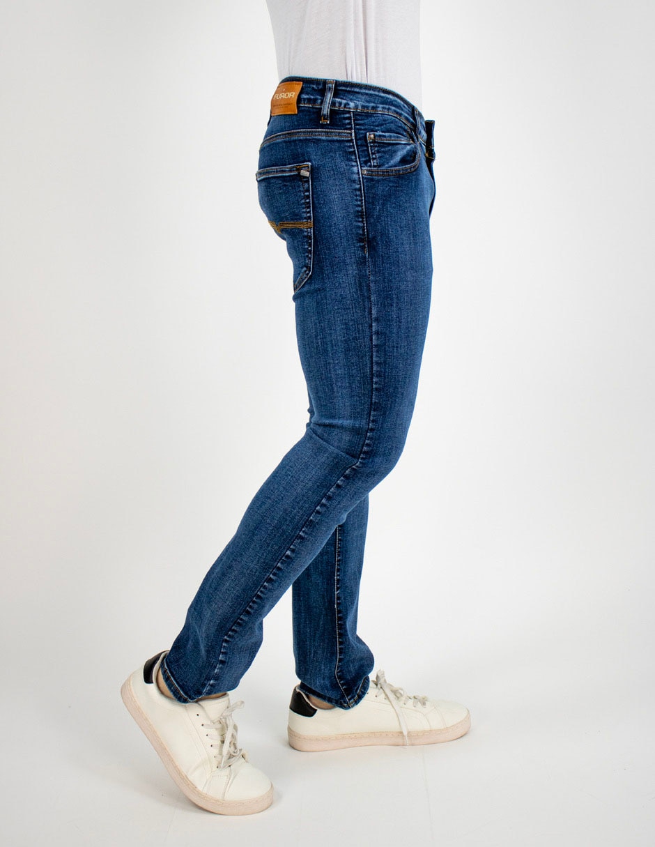 Jeans regular lavado medio para hombre 4