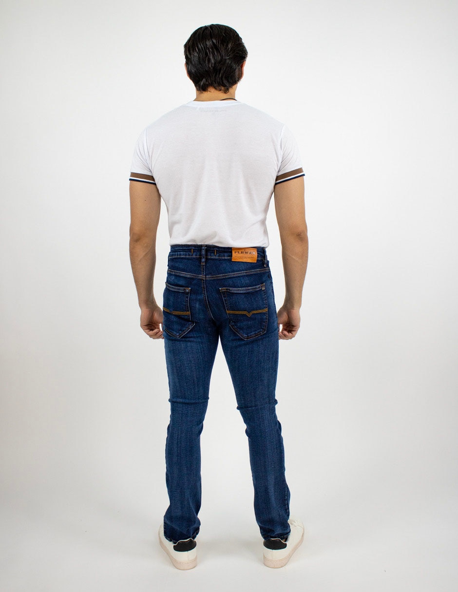 Jeans recto lavado obscuro para hombre 2