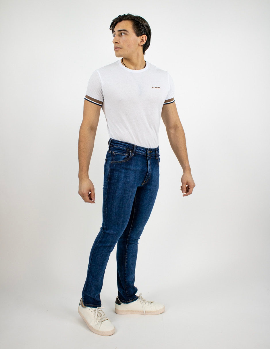 Jeans recto lavado obscuro para hombre 3