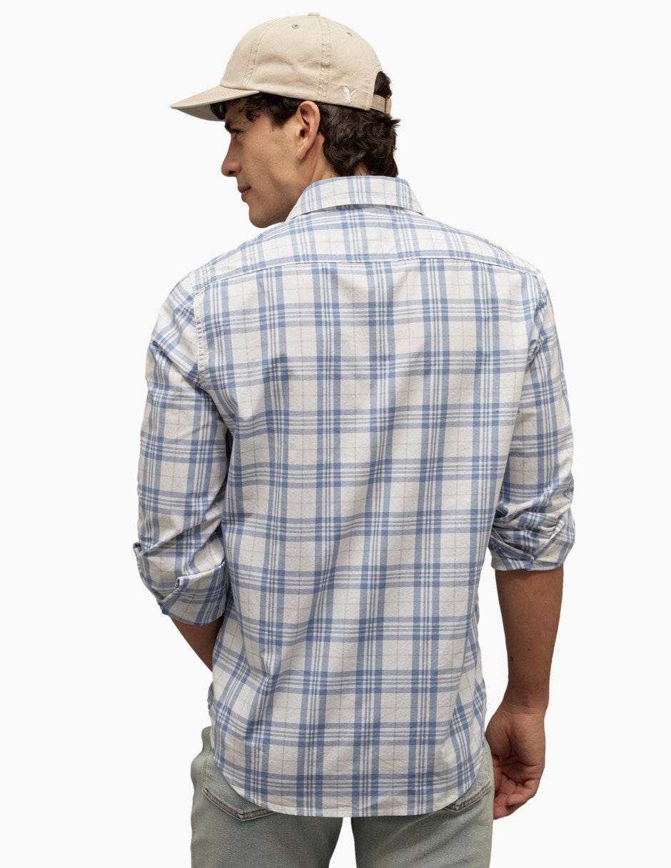 Camisa casual american eagle de algodón manga larga para hombre
