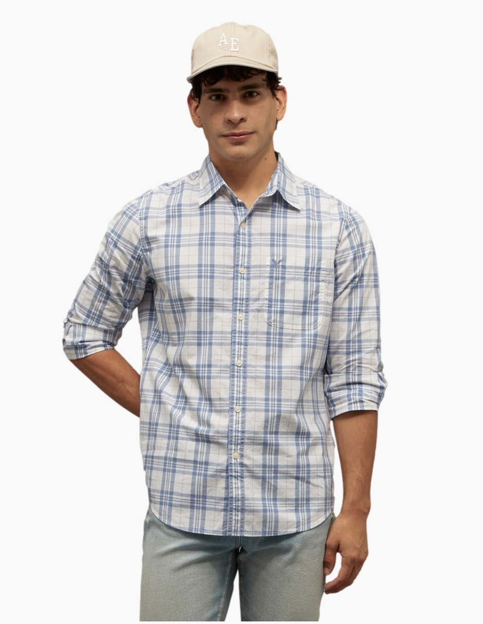 Camisa casual de algodón manga larga para hombre Camisa casual de algodón manga larga para hombre